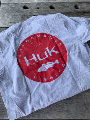 HUK Red Fish Badge Men's T-Shirt - Bowtreader