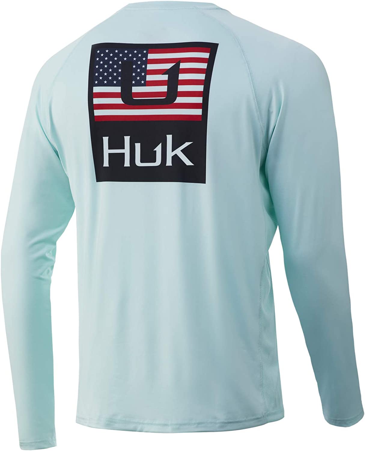 Huk Men ' S Huk ' D Up Americana Pursuit Long Sleeve Shirt - Glacier