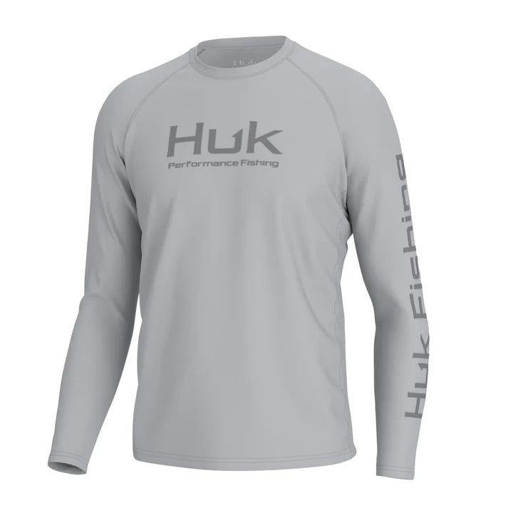 Huk Men's Performance Vented Long Sleeve Shirt, Gray, 3X-Large